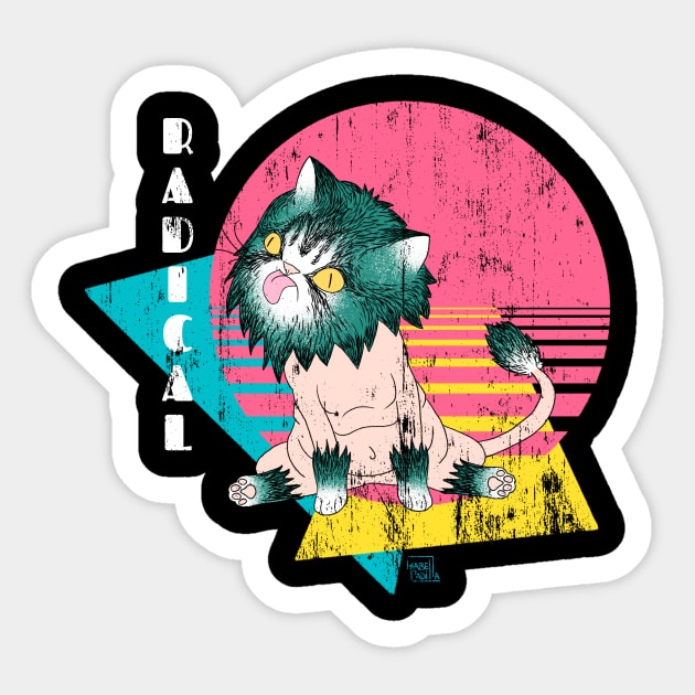 Radical 80s Cat Sticker by Defeated Tees